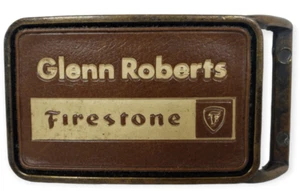 FIRESTONE Publicidad Cuero Repujado Hebilla de Cinturón De Colección Glenn Roberts - Imagen 1 de 8