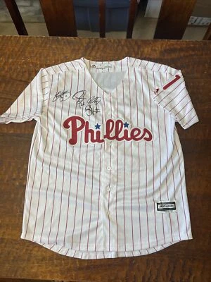 Utley Werth Rollins Victorino Signed Philadelphia Phillies Jersey PSA DNA Coa - Image 1 of 4
