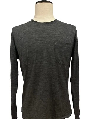 Camisa Icebreaker Para Hombres 150 Lana Gris Talla Mediana Cuello Redondo Bolsillo / ¡Muy Bonita! Foto 1 de 4