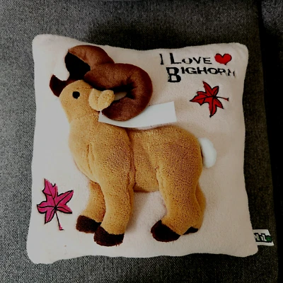 Cojín Pillowzoo 3D Ram Bighorn Cojín Almohada "I Love Bighorn" 14"x14" Foto 1 de 4