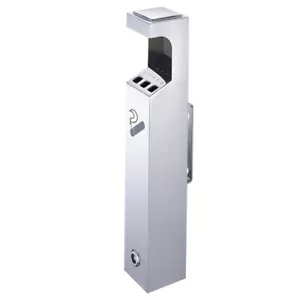 Standaschenbecher Wand Aschenbecher Outdoor Edelstahl abschließbar Silber 49CM - Bild 1 von 9