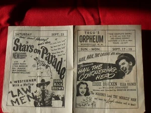 1944 Woodsville NH TEGU ORPHEUM THEATER Werbung WW2 kämpfende Seabees 4 Seiten - Bild 1 von 6