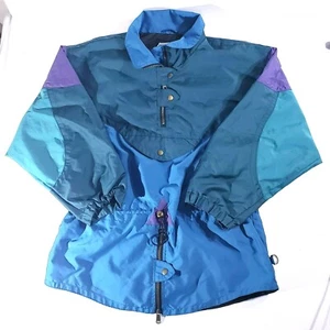 Gerry Damen Gr. 12/L Nicole Style Anorak Windbreaker Jacke blau grün Vintage - Bild 1 von 9
