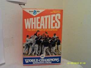 VINTAGE WHEATIES BOX (.UNOPENED) "MINNESOTA TWINS"  WORLD CHAMPIONS.#10.....1987 - Picture 1 of 5