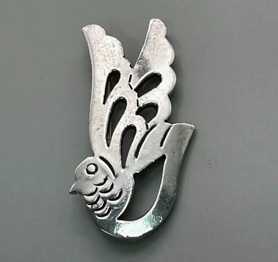 Broche Paloma Pájaro Diseño Recortado Firmado TT-20 925 Plata de Ley Taxco México Foto 1 de 4