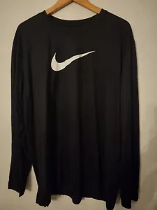Camiseta Nike Swoosh cuello redondo talla 3XL negra manga larga DR0705-010 nueva con etiquetas - Imagen 1 de 2
