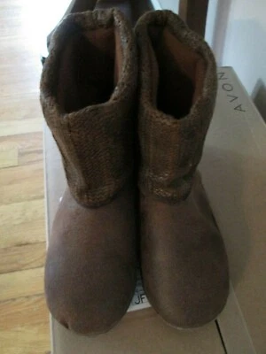 Botines para mujer marrón de espuma viscoelástica tejido con cable plegables justo encima talla 9 usados en excelente estado Foto 1 de 4