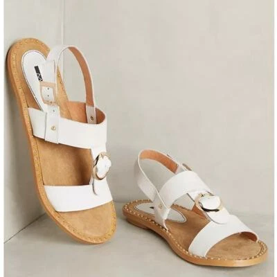 Sandalias Matiko Aria de cuero blanco con tachuelas de tacón plano con tira trasera para mujer talla 8,5 Foto 1 de 4