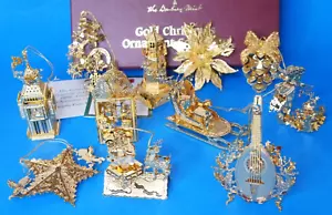 1998 Danbury Mint 11 pz placca oro ornamento natalizio in scatola DM luce polo nord - Foto 1 di 13