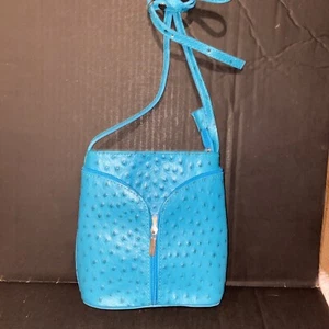 VERA PELLE Leather Crossbody Handbag teal made in italy purse blue - Picture 1 of 10