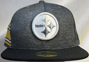 PITTSBURGH STEELERS NEW ERA 59FIFTY 2018 ON FIELD Home GRAY FITTED HAT Sz 7 1/2 - Picture 1 of 8