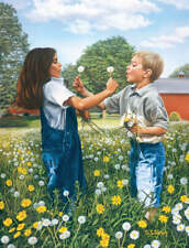Make A Wish by Tom Sierak Art Print Little Girl Boy Flower Field Poster 11x14
