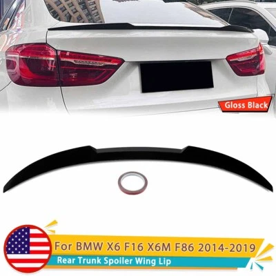 For 2015-2019 BMW X6 X6M F16 F86 Rear Trunk M4 Style Spoiler Wing Gloss Black Foto 1 de 4