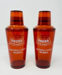 1990 VINTAGE SAUZA NATUR GOLD TEQUILA KUNSTSTOFF 8" COCKTAIL SHAKER/SIEB (x2) - Bild 1 von 14
