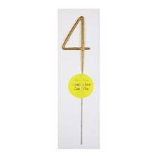 Meri Meri Gold Sparkler Number 4 Candle Cake Decorations Topper Party Accessory