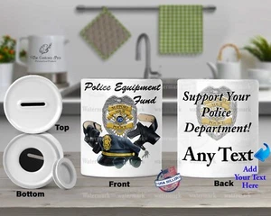 Support Your Police Fund Piggy Bank Christmas Gift Personalized CERAMIC Coin Jar - Picture 1 of 4