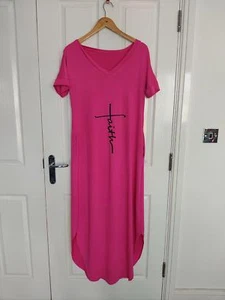 Nuevo - VESTIDO LARGO ROSA 'FE' - UK Talla 16 - Imagen 1 de 2