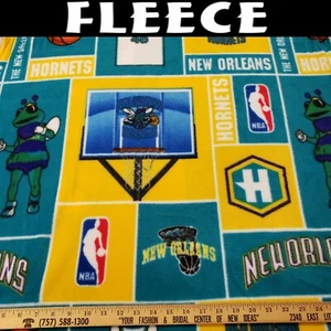 NBA Throwback New Orleans Hornets Block Fleece Fabric by the Yard - Picture 1 of 1