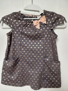 Catherine Malandrino Girl’s Size 2T Dark Gray & Gold Top With peach Bow - Picture 1 of 5