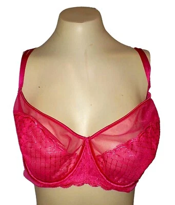 New Bra Cacique UW Mesh Lace Demi sheer Lovely Pink 42D - Image 1 of 4