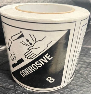 Packaging D.O.T.  "Corrosive 8” Labels, 4" x 4"  Roll(Z18) - Picture 1 of 8
