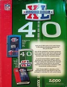 Zippo Feuerzeuge Werbebogen Super Bowl 40 NFL - Bild 1 von 2