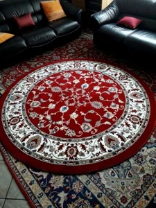 TAPPETO BORDEAUX TONDO ROTONDO SPLENDIDO DISEGNO PERSIANO ORIENTALE TABRIZ 116 - Foto 1 di 3