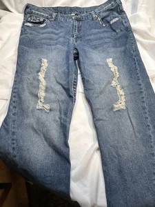 True Religion Jeans Men’s 38x35 Distressed, Embroidered Pocket Rn112790 Joey - Picture 1 of 15