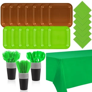 169 Pcs Pixel Party Decoration Green Brown and Black Pixel Video Game Birthda... - Picture 1 of 6
