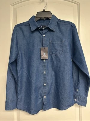 Рубашка Ben Sherman для мальчиков LG 14-16 карман классический крой на пуговицах синяя с длинным рукавом - Изображение 1 из 4