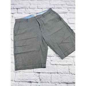 J.Crew Shorts Mens 35 100% Cotton Check Chino Black & White Flat Front Casual - Picture 1 of 9