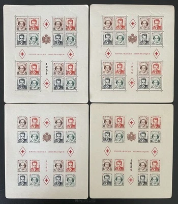 MONACO 1949 BLOCK3-4A,B ** MNH FLAWLESS RED CROSS SSHEET SET (Z9387c - Image 1 of 4