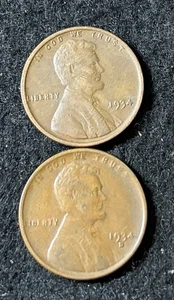1934 P - 1934 D Lincoln Wheat Cents- Free Shipping #1 - Picture 1 of 2