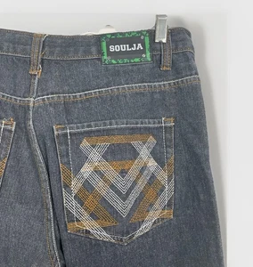Vintage Y2K Soulja Baggy Hip Hop Skater Grunge Jeans Vintage Herren 36x32 bestickt - Bild 1 von 13