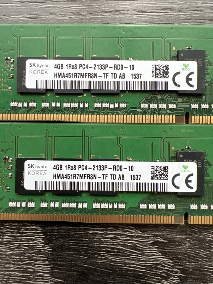 2 Qty SK Hynix 4gb 1rx8 PC4-2133P hma451r7mfr8n-tf - Image 1 of 1