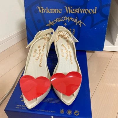 Salto alto Vivienne Westwood Melissa Heart Pumps branco vermelho 23cm novo em folha Japão - Imagem 1 de 4