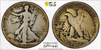 1921-D Walking Liberty Half Dollar PCGS VG08 VG8 Key Date Graded Certified - Image 1 of 4