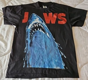 Vintage Jaws Movie T Shirt Size L Universal Studios 90s Single Stitch REPRINT - Picture 1 of 8