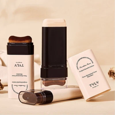 Face Brighten 2 in 1 Foundation Stick With Brush Double Head Eraser Concealer - Image 1 of 4