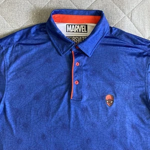 Marvel x RSVLTS Spider-Man Poloshirt Herren Medium Polyester Stretch Golf Freizeit - Bild 1 von 10