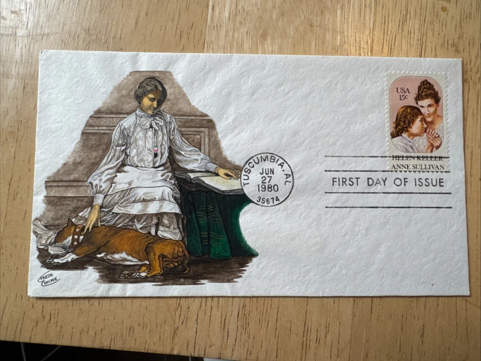 Beautiful Portrait Of Helen Keller By Renowned FDC Artist Freda Dickie - Image 1 of 1