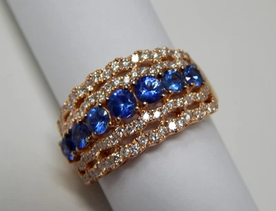 Anillo ancho Levian oro rosa fresa 14k diamante vainilla zafiro azul Foto 1 de 4