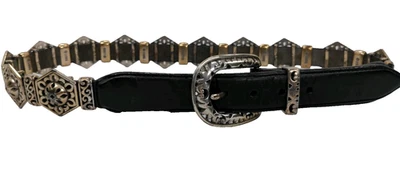 Cinturón de cuero vintage Brighton para mujer pequeño plateado occidental pesado 1995 Foto 1 de 4