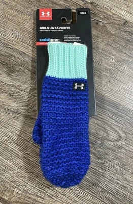Nuevos guantes Under Armour favoritos para niñas Cold Gear jóvenes talla única verde azul Foto 1 de 4