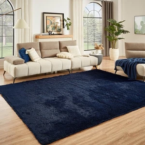 Alfombra de área 6x9 alfombras de sala de estar, azul oscuro, alfombra peluda mullida ultra suave para... - Imagen 1 de 6
