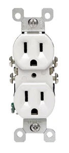 Leviton 12650-00W 15A 125V 2-Pole Residential Grade Grounding Duplex Receptacle - Picture 1 of 1