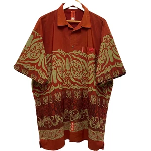 VTG Marc Ecko Tribal Print Shirt XXL Red Scorpion Button-Up Short Sleeve Flaws - Picture 1 of 14