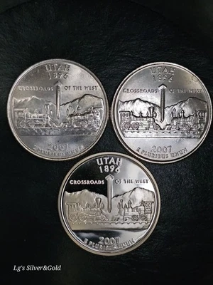2007-PDS Utah State Satin&Proof Quarters 3-Coin Set - Image 1 of 2