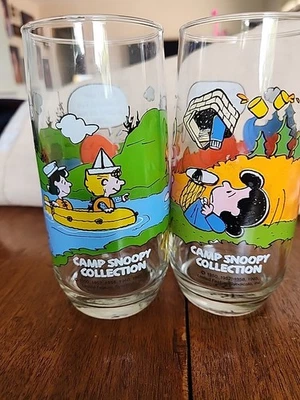 Lot/ 2  McDonalds Camp Snoopy Peanuts Collection Vintage 1968 12oz Charlie Brown - Image 1 of 4