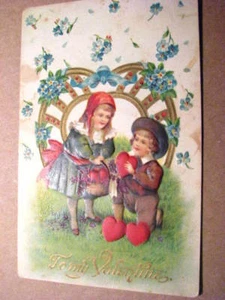 VINTAGE VALENTINE  POSTCARD WITH CHILDREN #20 - Picture 1 of 2